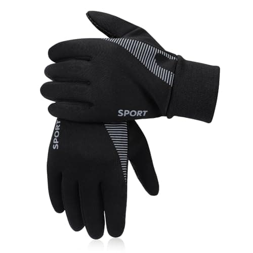 Image of InfiniZer Kids Winter Bike Gloves for Boys Girls Thermal Non-slip Ski Glove Windproof Warm Football Sports Gloves for Children Outdoor Running Camping Cycling (Black, L)