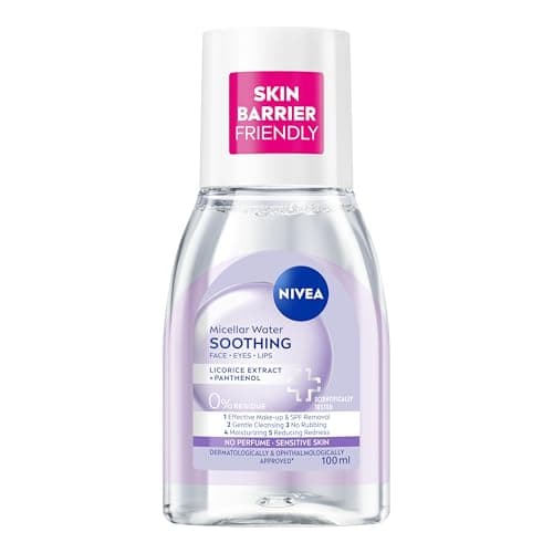 Image of NIVEA Soothing Micellar Water (100ml), Perfume-Free Skin Cleanser and Make-up Remover with Amino Acid Complex + Dexpanthenol, Gently Cleanses and Hydrates with 0% Residue