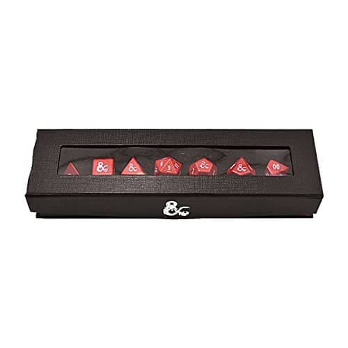 Image of Heavy Metal Red And White 7 RPG Dice Set: Dungeons & Dragons DDN