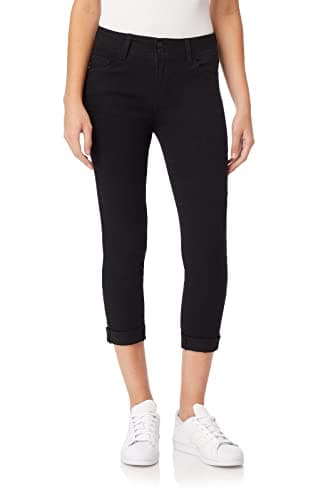 Image of WallFlower Women's Juniors Instasoft Mid-Rise Ultra Fit Skinny Stretch Crop Jeans (Standard and Plus), Noir, 9
