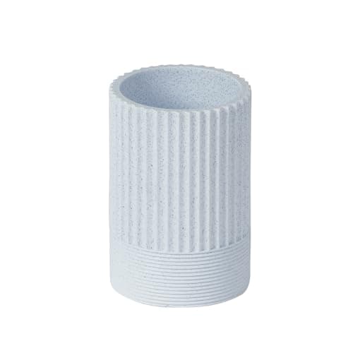 Image of Showerdrape Bathroom Accessory Set 5 Pieces Resin Blue Saop Tumbler Toothbrush Holder Liquid Soap Dispenser Toilet Brush & Holder (Tumbler)