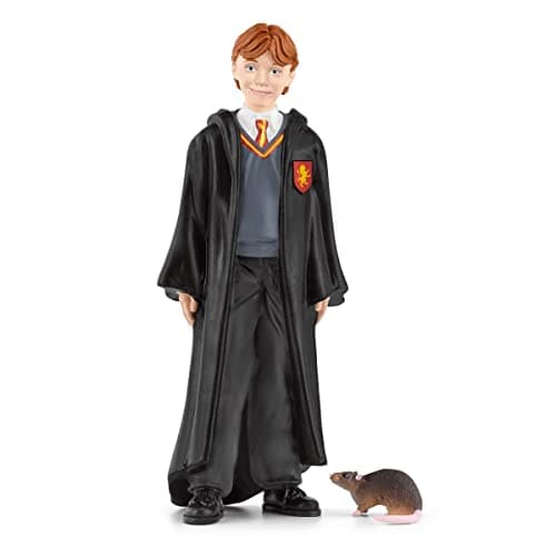 Image of SCHLEICH Harry Potter - Ron Weasley and Scabbers the Rat - 2 PC Harry Potter Set - Wizarding World Collectible Figures for Kids and Adults - Toys for Ages 6+ | 42634