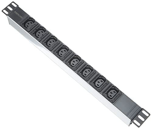 Image of Intellinet 163651 19" 1U Rackmount Anti-Shedding 8-Output C13 Power Distribution Unit (PDU), With Removable Power Cable and Rear C14 Input