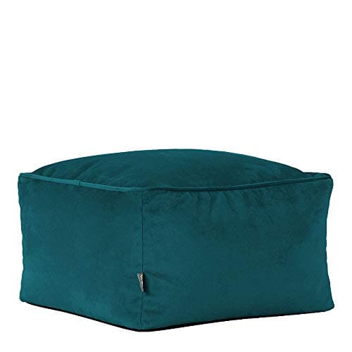 Image of icon Amara Velvet Bean Bag Footstool, Teal Green, Pouffe Footstool with Filling Included, Footrest, Bedroom, Living Room, Living Room Furniture