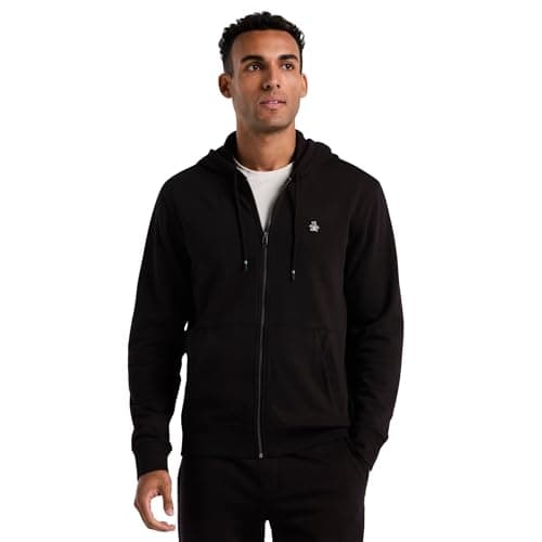 Image of Original Penguin Fleece Full Zip Hoodie, S, True Black
