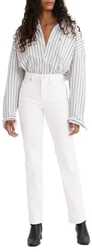 Image of Levi's Women's 724 High Rise Straight Jeans, Western White, 33W / 32L