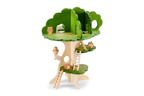 Image of tickit 74059 Woodland Trail Tree House - Wooden Treehouse - Playhouse - Small World Play, Brown