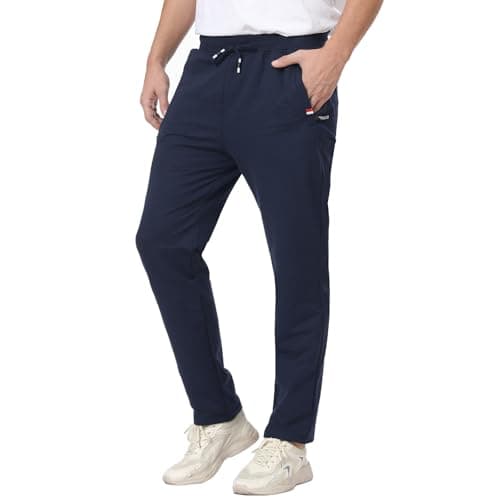 Image of JustSun Tracksuit Bottoms Men Joggers UK Jogging Bottoms with Zip Pockets Track Suit Gym Sports Trousers Blue M