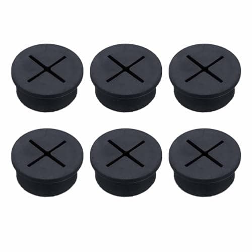 Image of 20mm Cable Grommet, 6Pcs Black Rubber Desk Grommets for Wire Hole Cover, 20mm Wire Pass Through for Office Home Table Cable Management