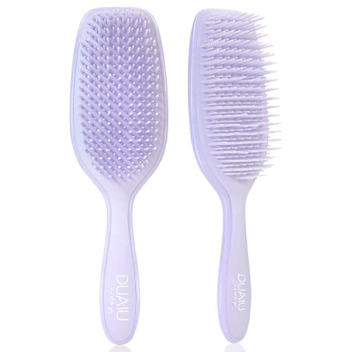 Image of DUAIU Detangle Hair Brush, Detangling Brush For All Hair Types, Glide Curly Hair Brush Through Tangled Hair, Eliminates Knots, Two-Tiered Teeth, Paddle Brush For Women Men Kids with Flexible Bristles