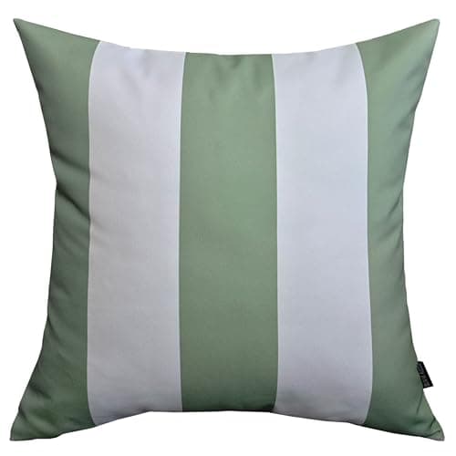 Image of Olivia Rocco Waterproof Cushion Covers 43 x 43 cm Reversible Breathable Decorative Pillow Cover for Indoor & Outdoor Use Patio Garden Sofa Bed Chair (Sage Green Stripes)