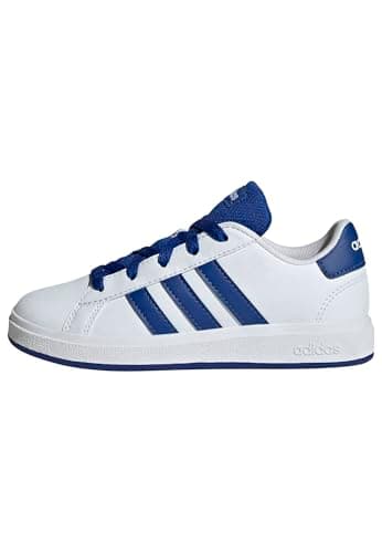 Image of adidas Unisex Kids Grand Court Lifestyle Tennis Lace-Up Shoes, Cloud White/Royal Blue/Core Black, 4.5 UK