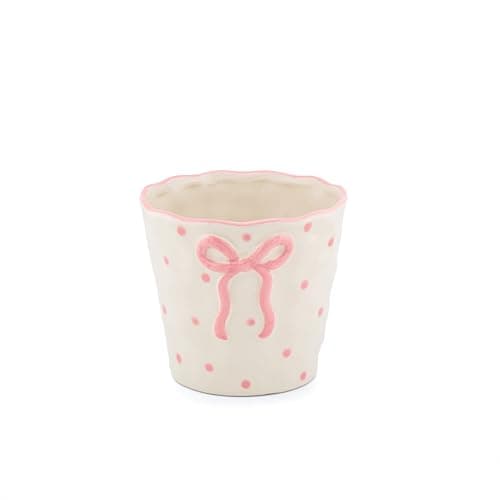 Image of Sass & Belle Bow Planter - Decorative Indoor Ceramic Pot for Succulents and Small Plants – Pink Flower Pot with Bow Detail for Her, Plant Pot for Home Décor, Indoor Planter