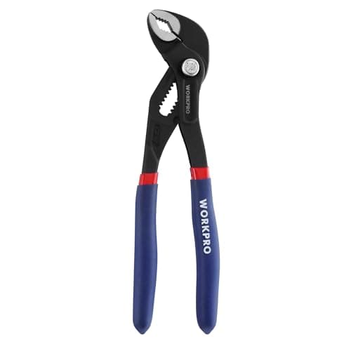 Image of WORKPRO 180 mm Water Pump Pliers, 33 mm Wide Jaw Capacity Quick Adjustable Tongue and Groove Pliers, Cr-V Steel Slip Joint Pipe Grips Tools with Non-Slip Handle