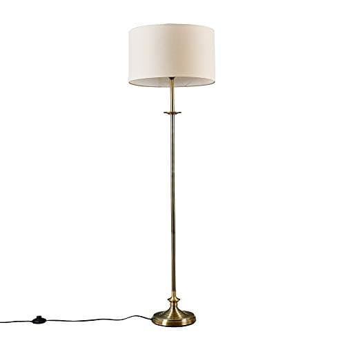 Image of MiniSun | Traditional Style Antique Brass Sconce Floor Lamp with a Beige Drum Shade | Floor Lamps & Torchieres, Home Décor & Improvement Essential | Includes 6W LED E27 Light Bulb