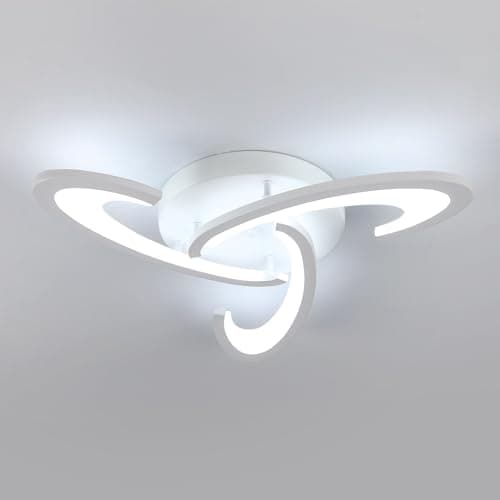 Image of Dorlink LED Ceiling Lights, 36W 3240LM Ceiling Lighting Modern, White Semi Flush Mount Ceiling Light Fittings, 6500K Cool White Acrylic Ceiling Lights for Living Room Bedroom Kitchen Hallway