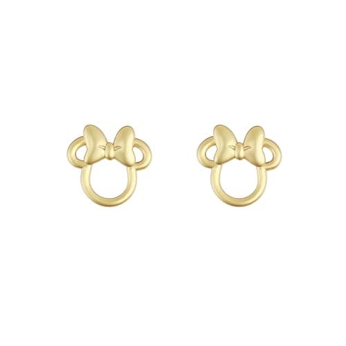 Image of Minnie Mouse Girls Gold Plated Bow Silhouette Stud Earrings
