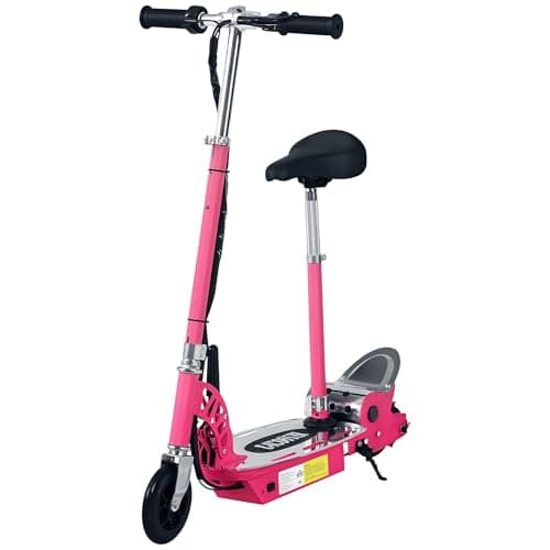 Image of HOMCOM Electric Scooter for Kids, Foldable Powered Scooters for Age 7-12 with 120W Motor, Up to 10 KM/H & 8 KM, Adjustable Ride on Toy (Pink)