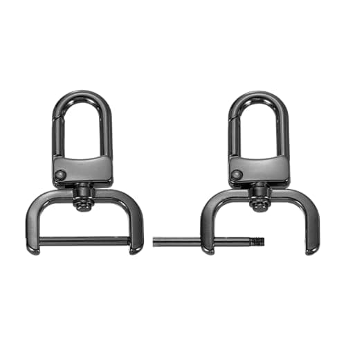 Image of PATIKIL 1 Inch Swivel Clasp Hooks, 2 Pcs D Ring Detachable Snap Hook with Screw Bar, Swivel Lobster Claw Clasps for Bag Strap Purse Lanyard DIY Craft Hardware, Black