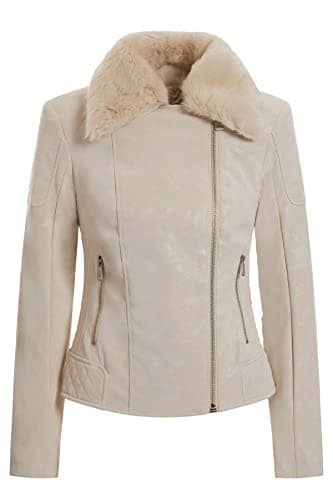 Image of GUESS Olivia Women's Faux Leather Jacket, Milk, L