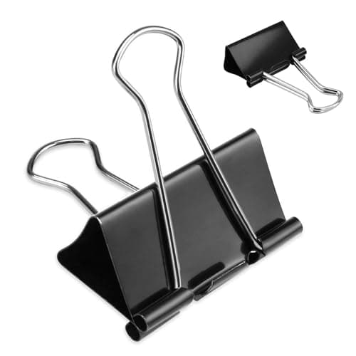 Image of 10 Large 51mm Binder Clips, Black Paper Clamps, Foldback & Bulldog Clip for School and Office, Calendars & Stationery - Paper Clamp - Stationery Supplies