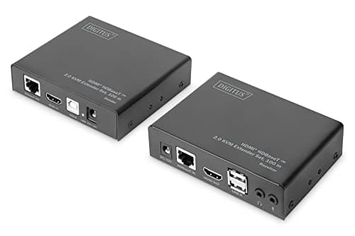 Image of DIGITUS HDMI KVM Extender - 4k/60Hz - Transmitter & Receiver - HDBaseT 2.0 - HDMI 1.4 - USB 2.0 - Range up to 100m - Patch cable from Cat 6A