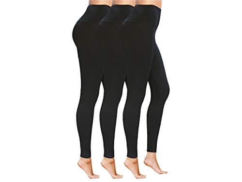 Image of High Waist Womens Leggings - 4 Way Stretch Yoga Pants - Ankle Length Jeggings for Women, No See-Through Tummy Control Soft Squat Proof Leggings (S-M, Black 3 Pack)