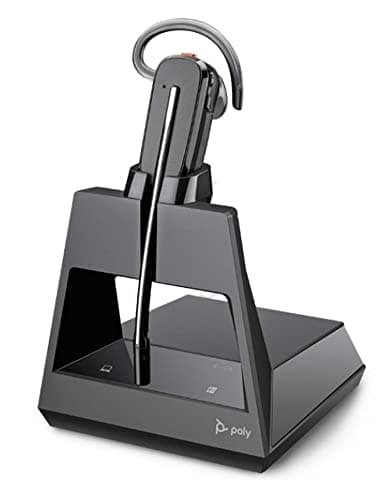 Image of Poly Voyager 4245-M Office Bluetooth Headset Noise Cancelling Microphone Arm Wide Band Audio Various Wearing Types, Black