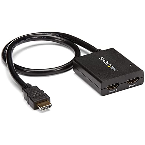 Image of StarTech.com 4K HDMI Splitter 1 In 2 Out - 4K 30Hz HDMI 1.4 2 Port Video Splitter Box -with high speed HDMI cable, USB power cable - Black (ST122HD4KU)