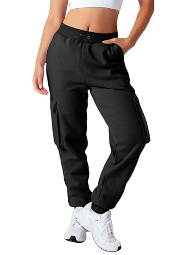 Image of Love My Fashions® Womens Walking Cargo Trousers Casual Ladies Hiking Cargo Trousers Tracksuit Bottoms for Work Travel Hiking Pants Outdoor Trouser Black