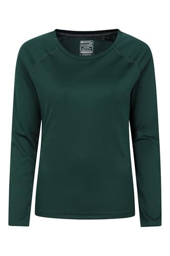 Image of Mountain Warehouse Endurance Womens Top - Lightweight Ladies Top, Long Sleeve Tee, Quick Drying Tshirt, UV Protection Tee Shirt - for Spring Summer Travel Dark Green Women's Size 18