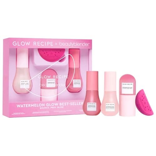 Image of Glow Recipe x Beautyblender: Watermelon Glow Skincare and Makeup Prep Set - Niacinamide Dew Drops, Dewy Flush Liquid Blush, Ultra-Fine Hydrating Face Mist and Exclusive Beautyblender Makeup Sponge