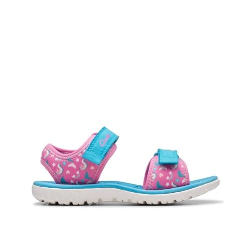 Image of Clarks Surfing Tide Girls Sandals 11 Hot Pink SS24
