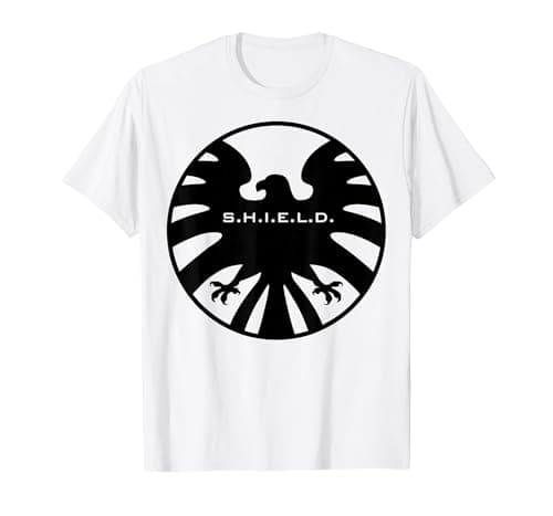 Image of Marvel Agents of S.H.I.E.L.D. Black Out Eagle Badge T-Shirt, Men, White, Medium