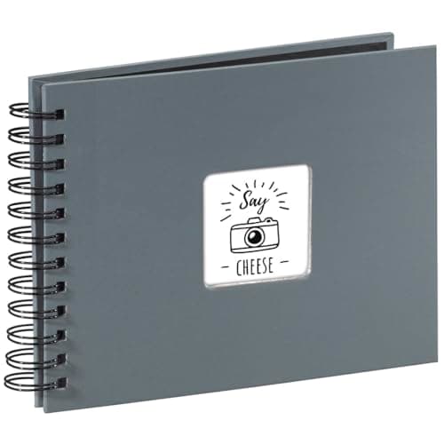 Image of Hama Fine Art photo album, 50 black pages (25 sheets), spiral bound album 24 x 17 cm, with cut-out window, grey