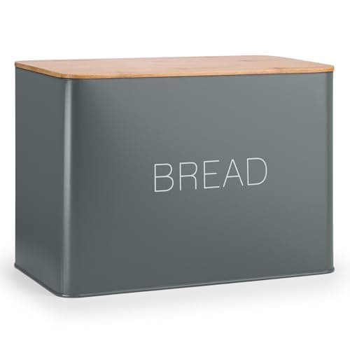 Image of EHC Bread Bin, Bread Bins for Kitchen, Bread Tin, Large Bread Bin food Storage, Grey