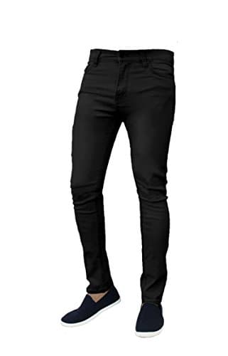 Image of Mad Ink Mens Denim Super Stretch Skinny Slim FIT Jeans All Waist & Leg Sizes (30W X 32L, Black)
