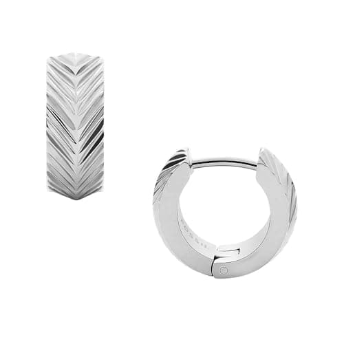 Image of Fossil Women's Harlow Linear Texture Stainless Steel Hoop Earrings, JF04666040