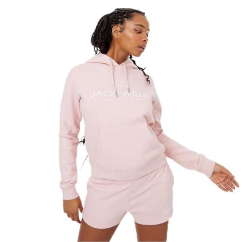 Image of Jack Wills Womens Hunston Graphic Logo Hoodie Soft Pink S
