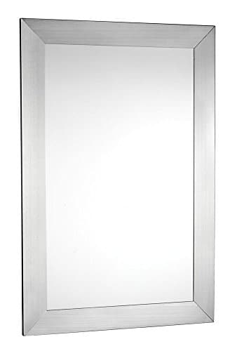 Image of Croydex Parkgate Rectangular Mirror with Brushed Stainless Steel Frame and Hang N Lock Fitting System, 920 x 610 x 19mm, Silver