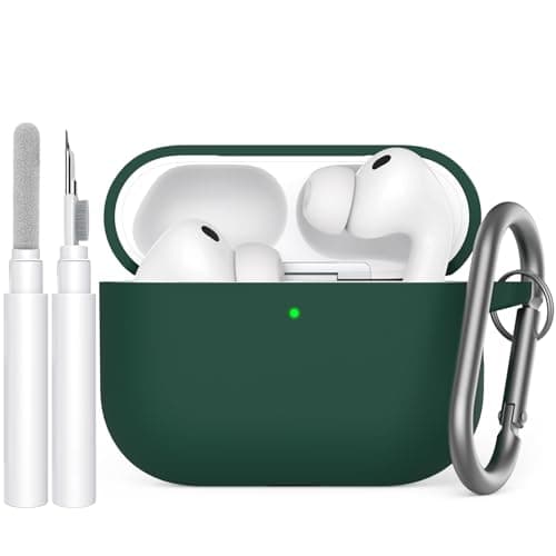 Image of AhaStyle AirPods Pro 3 Case Cover (2025) with Cleaning Kit Soft Silicone AirPods Pro 3rd Generation Case [Added Carabiner and Strap] Full Body Shockproof Cover Skin for Apple AirPods Pro 3rd Gen 2025