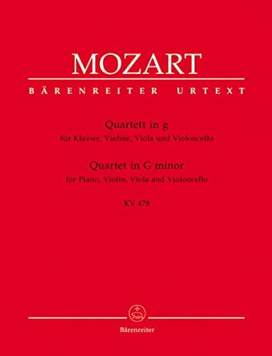 Image of Mozart: Piano Quartet in G Minor K. 478 (Set of Parts) Violin, Viola, Cello and Piano, Barenreiter Urtext BA4728