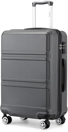Image of Kono Lightweight 4 Wheel ABS Hard Shell Medium Suitcase Sturdy 24" Trolley Travel Hand Carry-On Luggage with TSA Lock,(Grey, Medium 24")