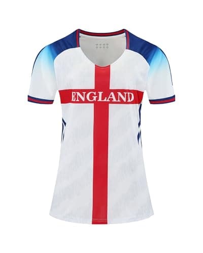 Image of Women Football Jersey Sports Fans Outdoor Soccer T-Shirts Athletic Slim Fit Activewear Tops England White S