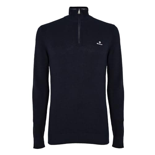 Image of GANT Men's Cotton Pique Half Zip Pullover, Evening Blue, XXL