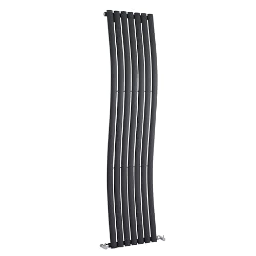 Image of Balterley S-Curved Designer Radiator, Vertical Single Panel, Anthracite Radiators with S-Shaped Rounded Panels, Central Heating Radiators for Bathroom, Kitchen - 413mm x 1785mm, 2164 BTU (Anthracite)