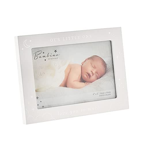 Image of Baby 6" x 4" Photo Frame by Bambino Moon and Stars - Our Little One/White