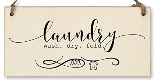 Image of Handmade Wooden Hanging Wall Plaque Laundry Wash Dry Fold Funny Washing Decorative Sign for Utility Room
