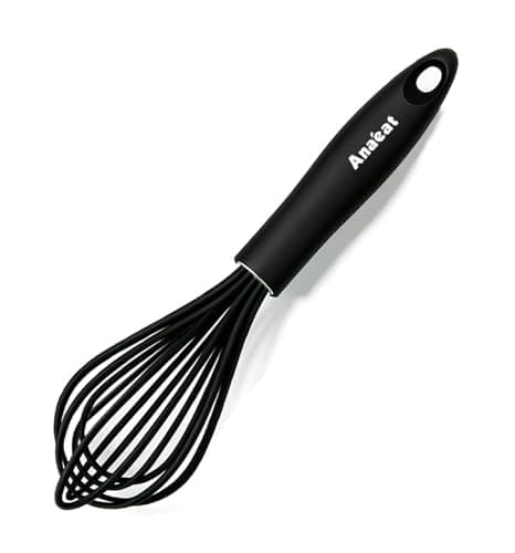 Image of Anaeat 23cm Silicone Balloon Whisk, Perfect for Non-Stick Cookware, Milk and Egg Beater Blender, Heat Resistant Kitchen Whisks for Whisking, Cooking, Baking, Beating, Frothing & Stirring (Black)