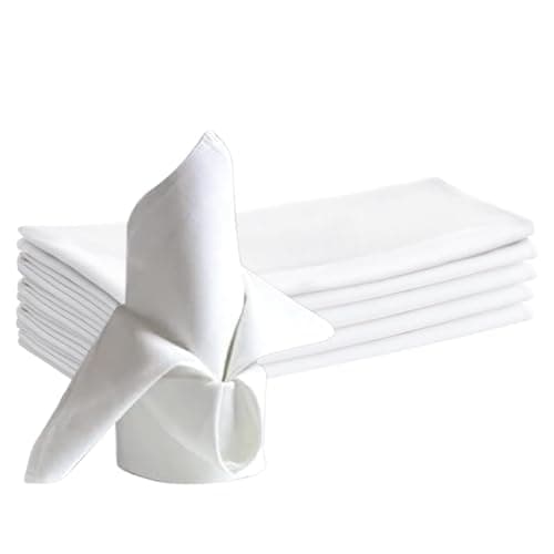 Image of 4 Pcs Cloth Napkins,White Fabric,Dinner Napkins Reusable Dinner Napkin, Hotel Quality Fabric for Home & Events. Ideal for Restaurant, Weddings and Parties.